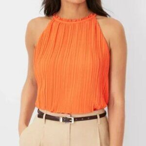 Ann Taylor Orange Accordion Halter Top - NWT!